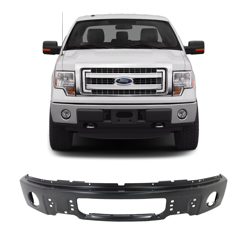 Front Bumper Black Steel For 2009-2014 Ford F-150