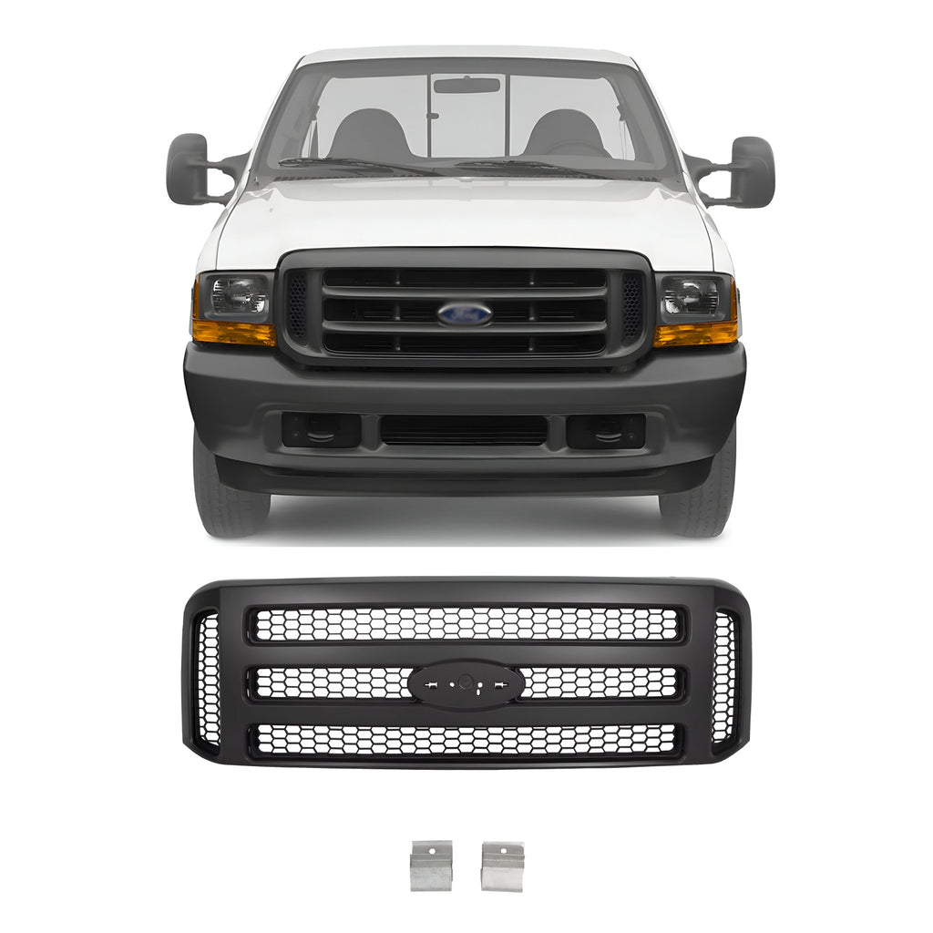 Front Grille Assembly Black Plastic For 1999-2004 Ford F-250 Super Duty