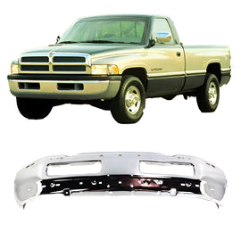 Front Bumper Chrome Steel 1994-2002 Dodge Ram 1500 Ram 2500 and 3500