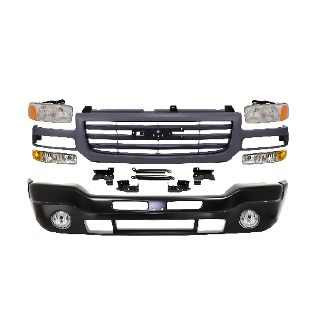 2003-2007 GMC Sierra 1500 2500 HD & 3500 Front Bumper Primed & Headlight Kit | OEM Fit