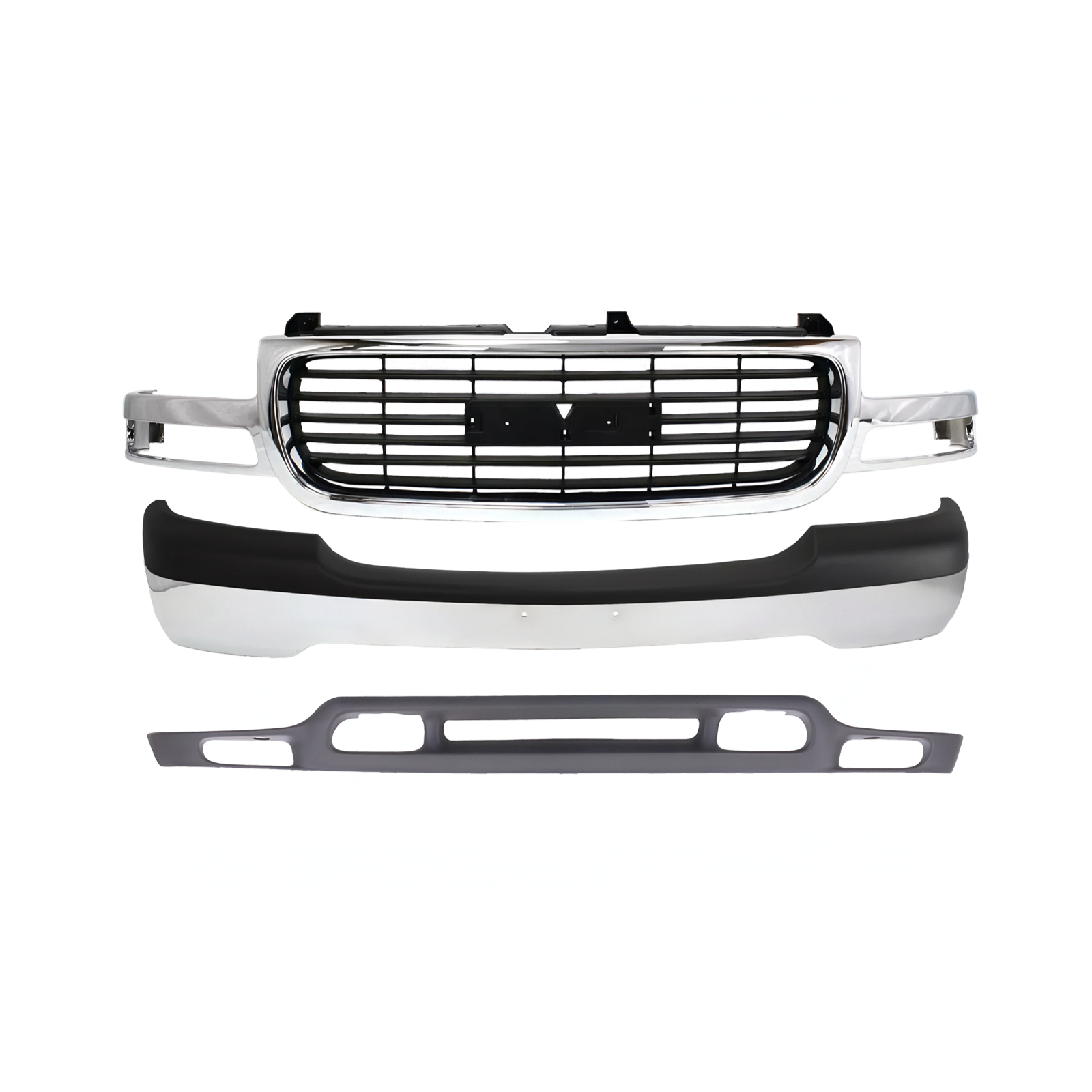 1999-2002 GMC Sierra / 2000-2006 Yukon Front Bumper Chrome & Grille Assembly Kit | OEM Fit