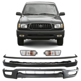 2001-2004 Toyota Tacoma Front Bumper Primed Steel & Turn Signal Lights Kit | OEM Fit