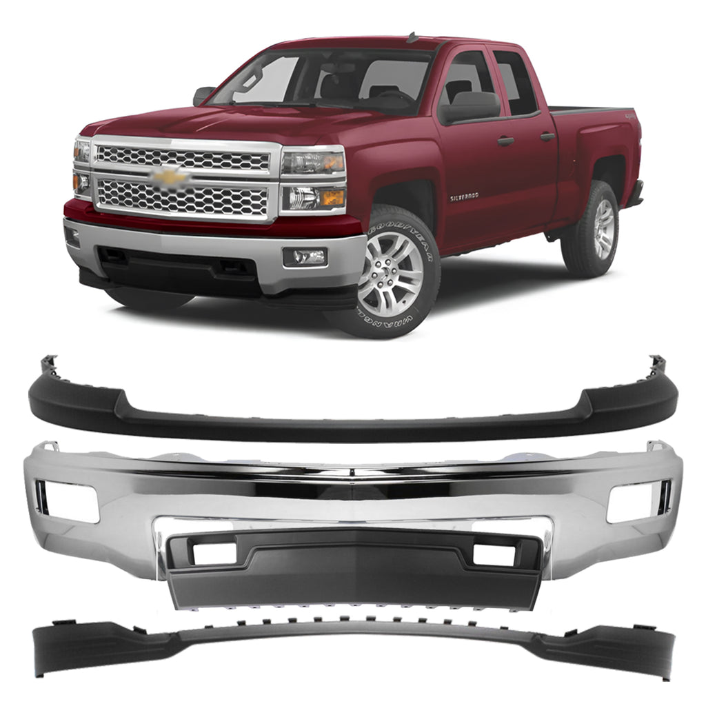 2014-2015 Chevrolet Silverado 1500 Front Bumper Chrome & Valance Kit | OEM Fit