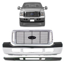 Load image into Gallery viewer, 2006-2007 Ford F-250 F-350 Super Duty Front Bumper Chrome &amp; Grille Assembly Kit | OEM Fit