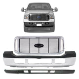 2006-2007 Ford F-250 F-350 Super Duty Front Bumper Chrome & Grille Assembly Kit | OEM Fit