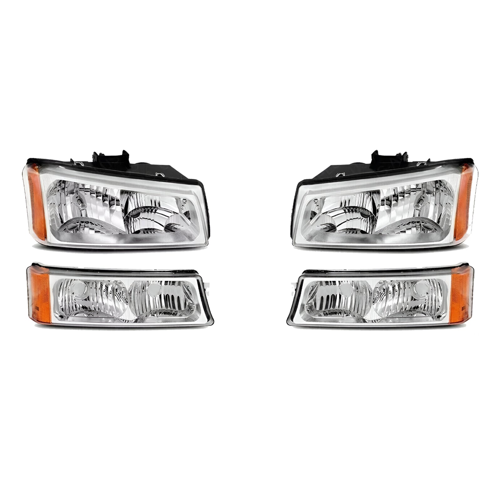 2003-2007 Chevrolet Silverado 1500 Front Headlights, Signal Lamps Chrome Plastic | OEM Fit