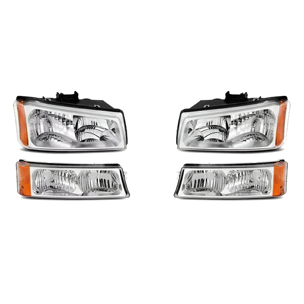 Front Headlights, Signal Lamps Chrome Plastic For 2003-2007 Chevrolet Silverado 1500