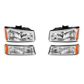 2003-2007 Chevrolet Silverado 1500 Front Headlights, Signal Lamps Chrome Plastic | OEM Fit