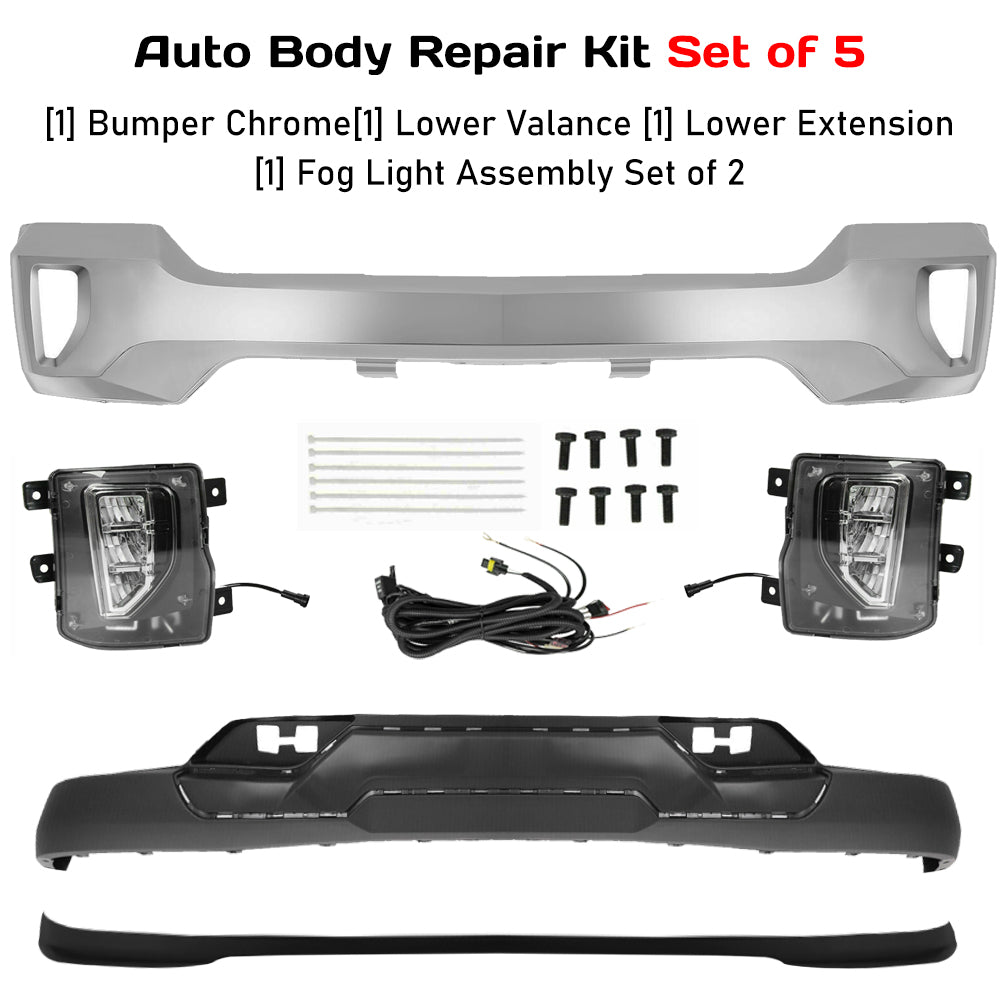 2016-2018 Chevrolet Silverado 1500 Front Bumper Chrome & Fog Lights Kit | OEM Fit