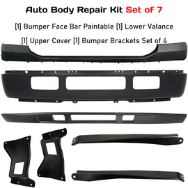 Replacement 2005–2007 Ford F-250/F-350 Super Duty – 7-Piece Kit Front Bumper Primed with Brackets, OEM Fit, Includes Bumper Face Bar Paintable, Lower Valance, Upper Cover & Brackets (Set of 4)