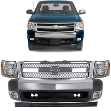 Load image into Gallery viewer, 2007-2013 Chevrolet Silverado 1500 Front Bumper Chrome &amp; Headlights Kit | OEM Fit