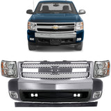 2007-2013 Chevrolet Silverado 1500 Front Bumper Chrome & Headlights Kit | OEM Fit