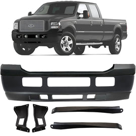 Replacement 2005–2007 Ford F-250/F-350 Super Duty – 7-Piece Kit Front Bumper Primed with Brackets, OEM Fit, Includes Bumper Face Bar Paintable, Lower Valance, Upper Cover & Brackets (Set of 4)