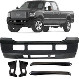 Replacement 2005–2007 Ford F-250/F-350 Super Duty – 7-Piece Kit Front Bumper Primed with Brackets, OEM Fit, Includes Bumper Face Bar Paintable, Lower Valance, Upper Cover & Brackets (Set of 4)