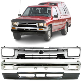 1989-1995 Toyota Pickup 2WD Front Bumper Chrome & Grille Assembly & Valance Kit  | OEM Fit