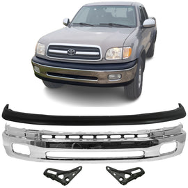 2000-2002 Toyota Tundra Front Bumper Chrome & Bumper Upper Cover & Brackets Kit | OEM Fit