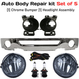 Kit Replacement 2006–2008 Ford F-150 / Lincoln Mark LT – 5-Piece Kit Front Chrome Bumper Face Bar & Headlight Assembly, OEM Fit, Includes Chrome Bumper & Headlight Assembly Kit (Set of 5)