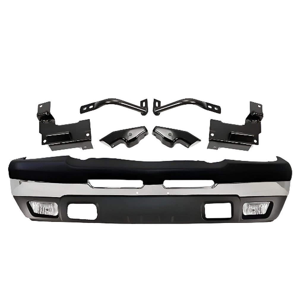 11-Pcs Kit for 2003–2007 Chevrolet Silverado 1500 & 2500 HD – Front Bumper & Brackets Chrome Finish, OEM Fit
