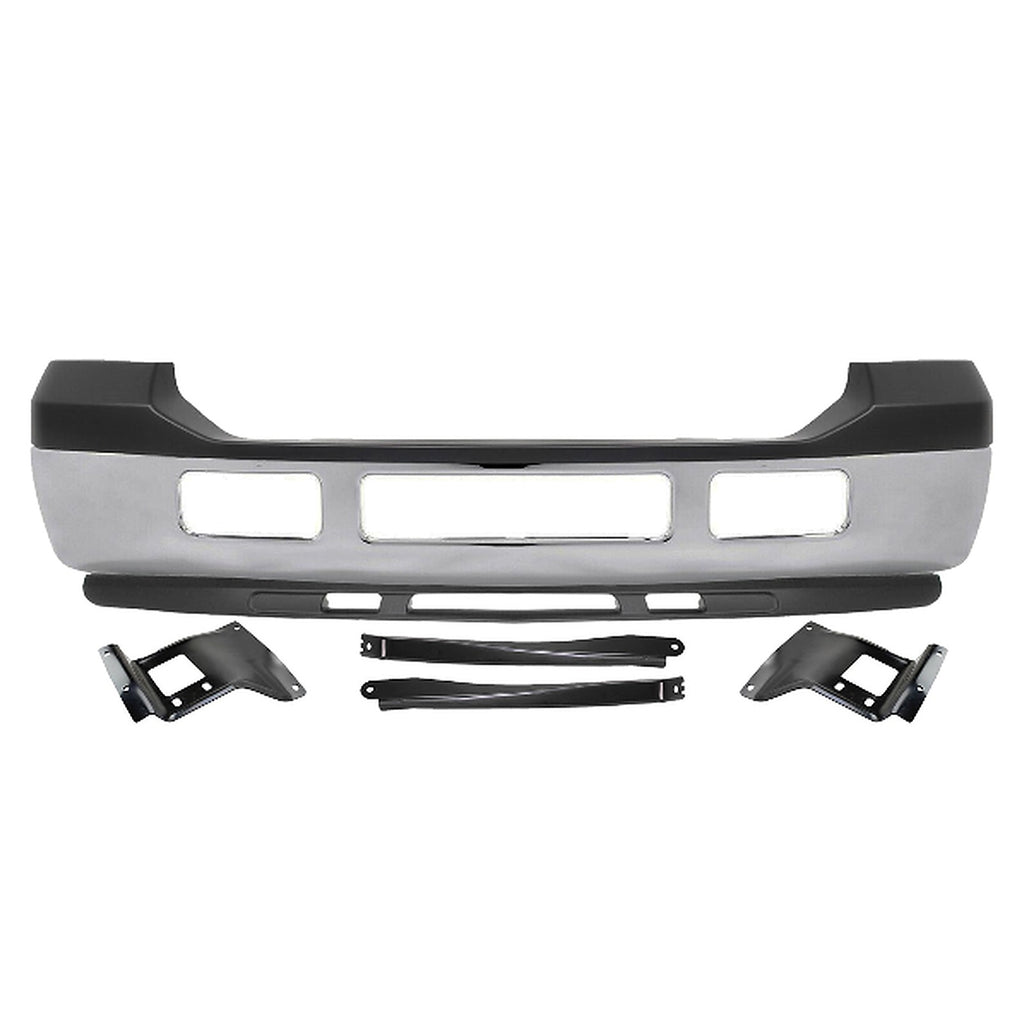 Kit Replacement 2005–2007 Ford F-250/F-350 Super Duty – 7-Piece Kit Front Chrome Bumper & Valance, OEM Fit, Includes Bumper Upper Cover, Bumper Face Bar, Lower Valance & Bumper Brackets (Set of 4)