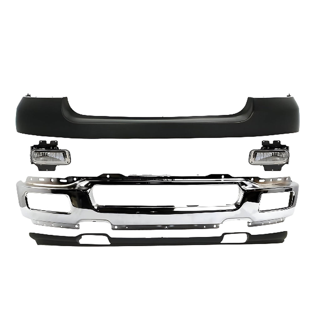 Kit Replacement 2004–2005 Ford F-150 – 5-Piece Kit Front Bumper Face Bar Chrome & Fog Lights Assembly, OEM Fit, Includes Bumper Upper Cover, Fog Lights, Bumper Face Bar & Lower Valance