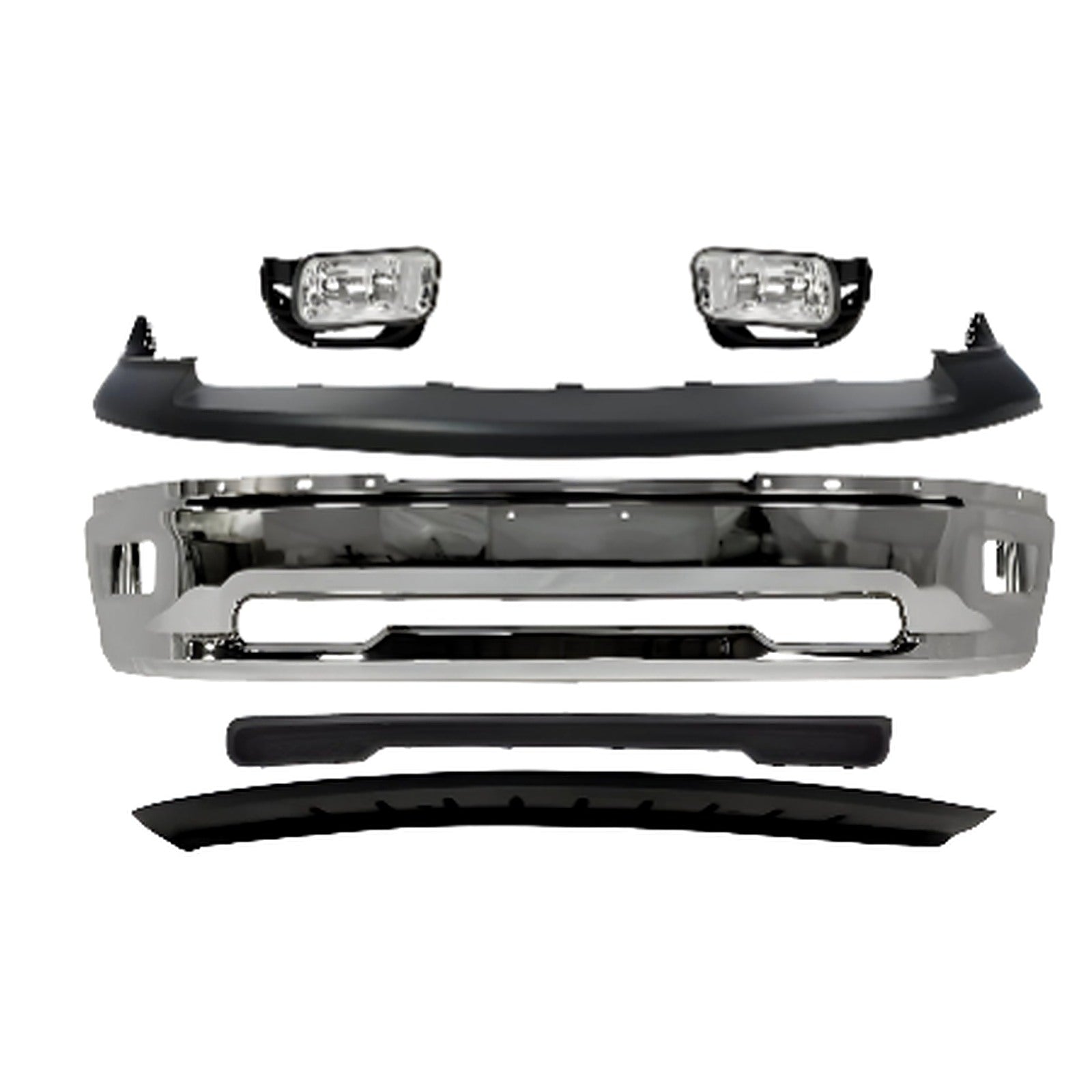 2009-2010 Dodge Ram 1500 & 2011-2012 Ram 1500 Front Bumper Chrome & Fog Lights Kit  | OEM Fit