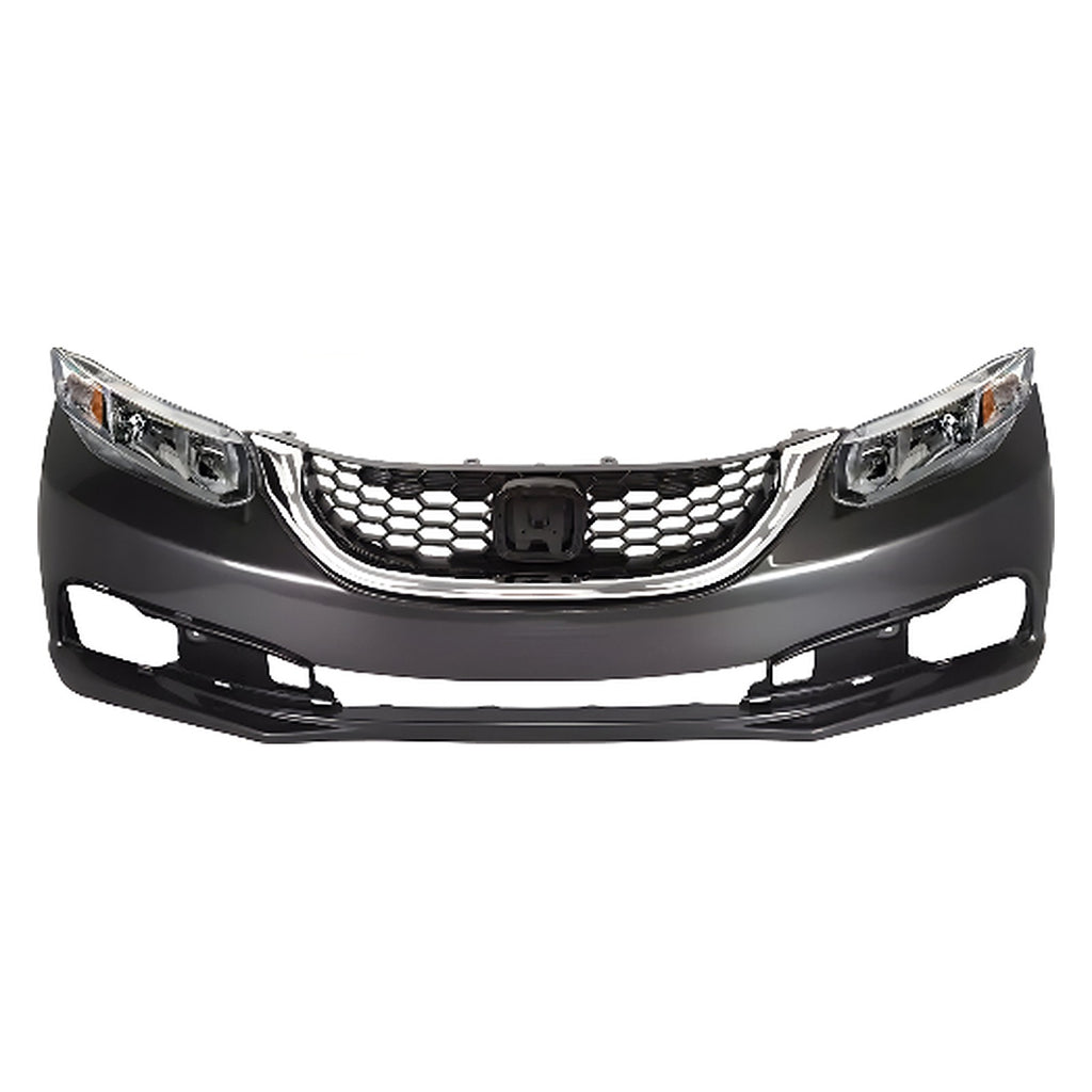 2013-2015 Honda Civic Front Bumper Cover Fascia Primed & Grille Assembly Kit  | OEM Fit