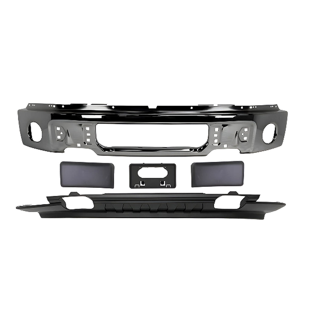 2009-2014 Ford F-150 Front Bumper Chrome Steel & Valance Textured Black Kit | OEM Fit