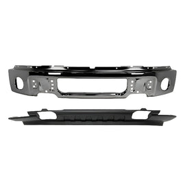 2009-2014 Ford F-150 Front Bumper Face Bar Chrome Steel & Valance Textured Black Kit | OEM Fit