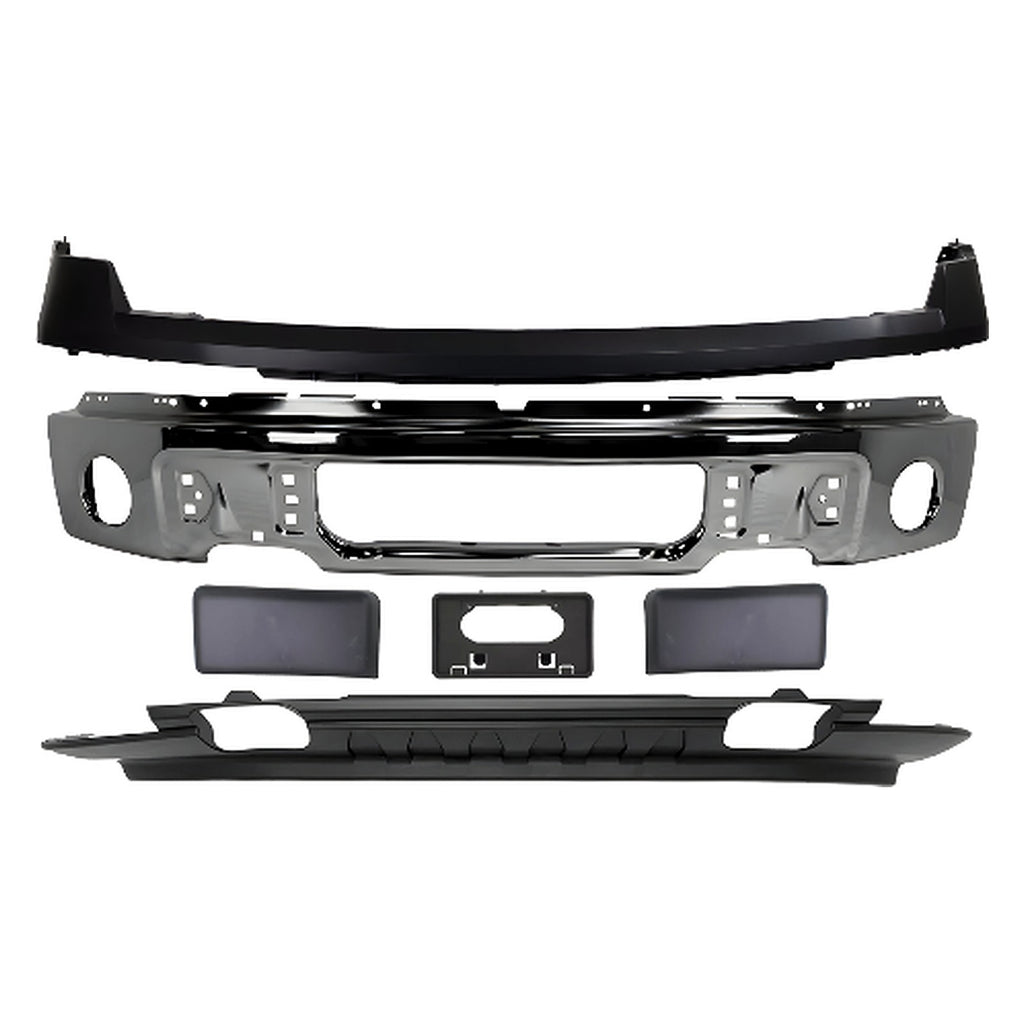 2009-2014 Ford F-150 Front Bumper Chrome Steel & Bumper Cover Primed Kit | OEM Fit