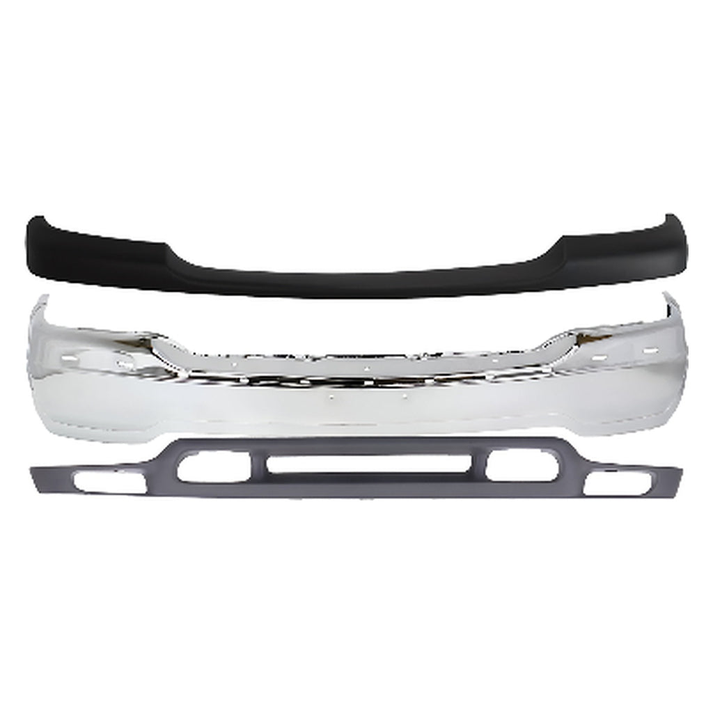 1999-2002 GMC Sierra / 2000-2006 Yukon Front Bumper Chrome & Lower Valance Textured Kit | OEM Fit