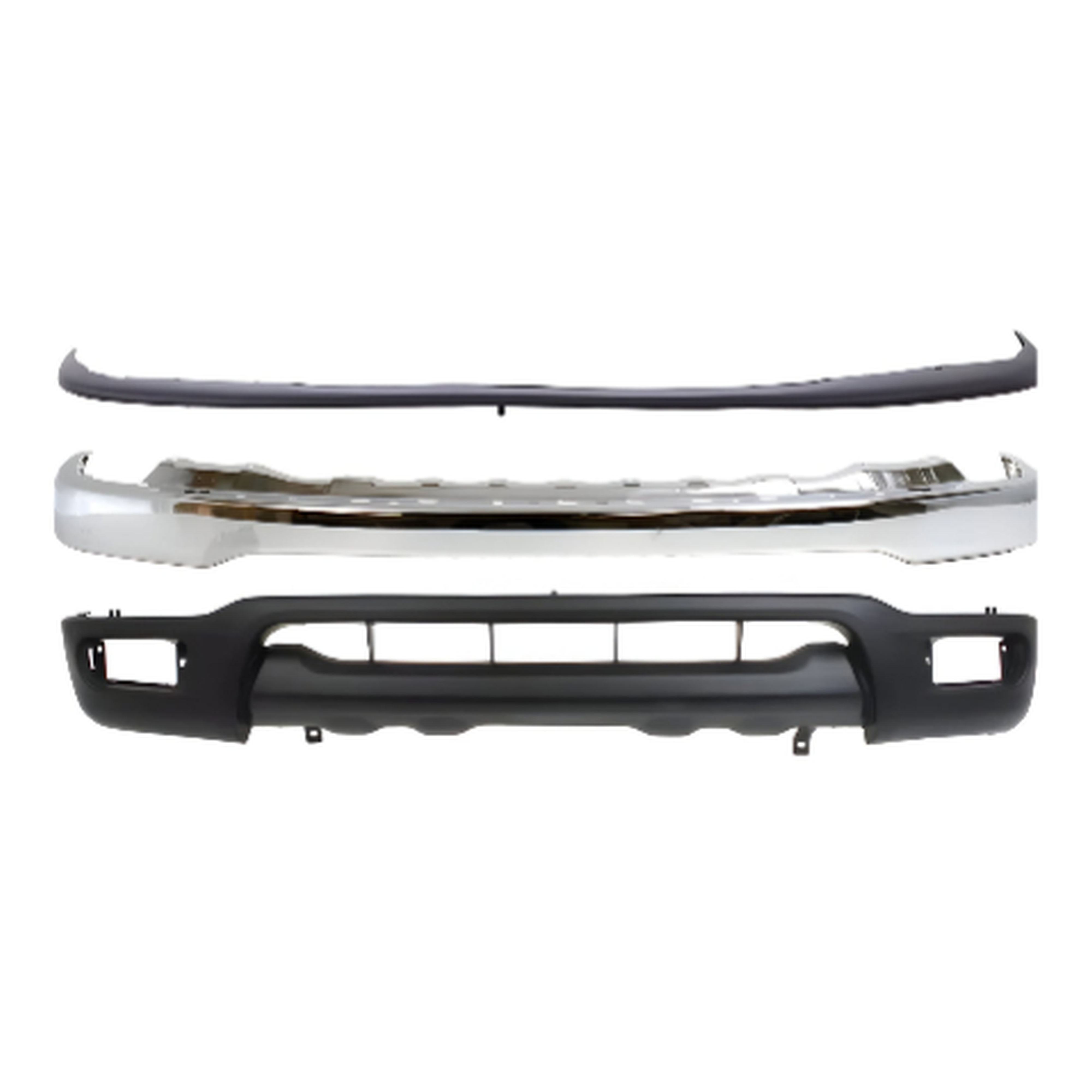2001-2004 Toyota Tacoma Front Bumper Chrome Steel & Bumper Filler Primed Kit | OEM Fit