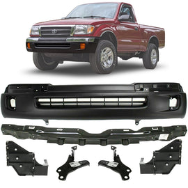 1998-2000 Toyota Tacoma 4WD Front Bumper Primed w/ Brackets & Reinforcement Bar | OEM Fit