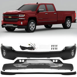2016-2018 Chevrolet Silverado 1500 Front Bumper Chrome & Fog Lights Kit | OEM Fit