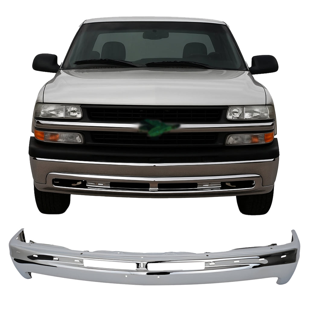 Front Bumper Chrome Steel 1999–2006 Chevrolet Silverado 1500 2500 3500 | OEM Fit