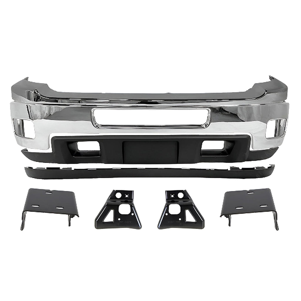 8-Pcs Kit for 2011–2014 Chevrolet Silverado 2500 & 3500 HD – Front Bumper & Brackets Chrome Finish, OEM Fit