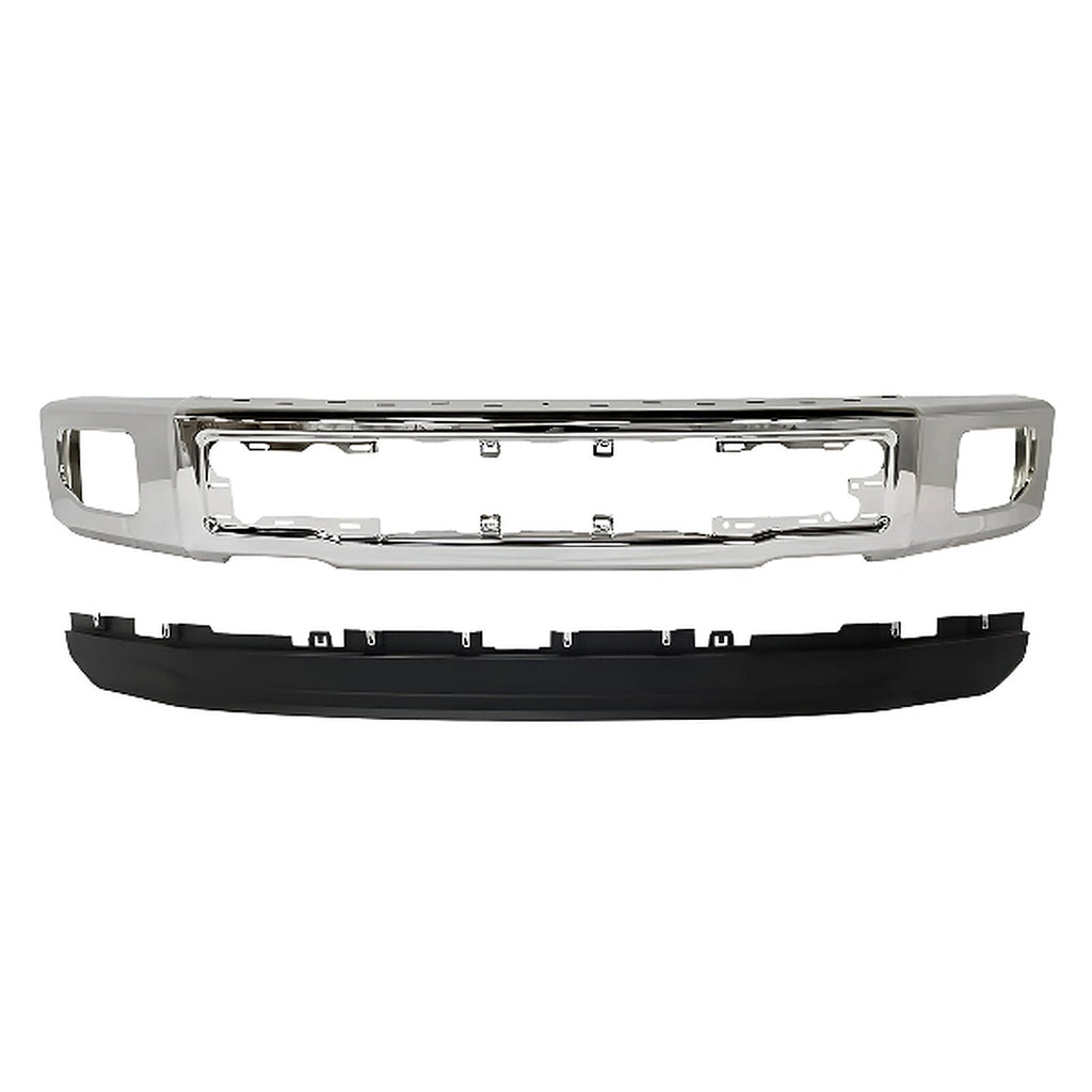 Kit Replacement 2015–2017 Ford F-150 – 2-Piece Kit Front Bumper Chrome & Lower Valance Textured, OEM Fit, Includes Bumper Face Bar & Lower Valance