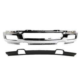 Kit Replacement 2004–2005 Ford F-150 – 2-Piece Kit Front Bumper Chrome Steel & Valance Textured, OEM Fit, Includes Bumper Face Bar & Lower Valance