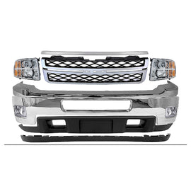 2011-2014 Chevrolet Silverado 2500HD 3500 HD Front Bumper Chrome & Headlights Kit | OEM Fit