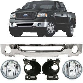 Replacement 2006–2008 Ford F-150 / Lincoln Mark LT – 5-Piece Kit Front Chrome Bumper Face Bar & Headlight Assembly, OEM Fit, Includes Chrome Bumper & Headlight Assembly (Set of 5)