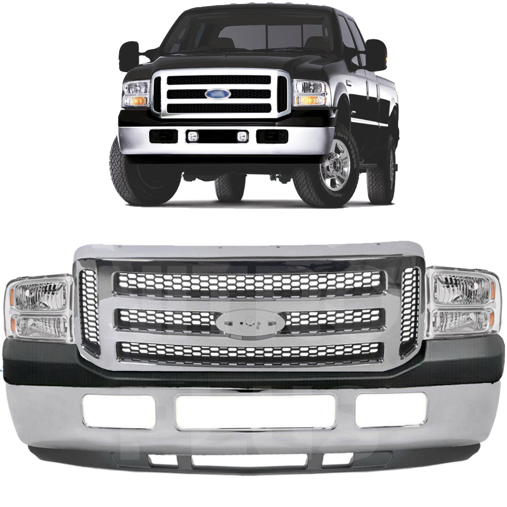 2005-2007 Ford F-250/F-350 Front Chrome Bumper with Valance & Grille Assembly | OEM Fit