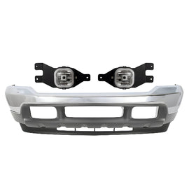 Kit Replacement 1999–2004 Ford F-250 Super Duty & F-350 Front Bumper & Fog Lights Kit, Chrome Finish, OEM Fit