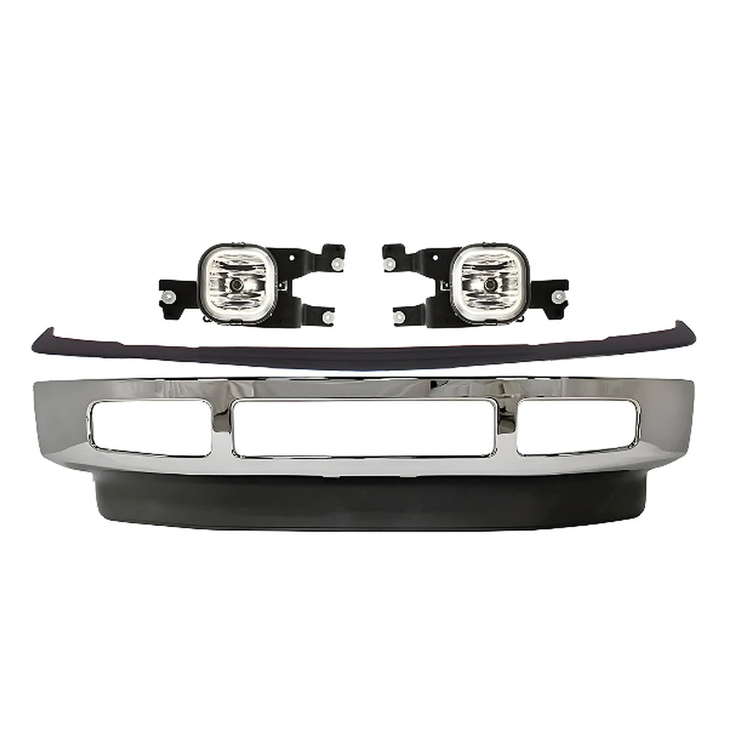 2008-2010 Ford F-250 Super Duty & F-350 Super Duty Front Bumper Chrome & Fog Lights Kit | OEM Fit