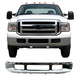 Front Bumper Chrome Steel 2005–2007 Ford F-450 F-550 Super Duty | OEM Fit
