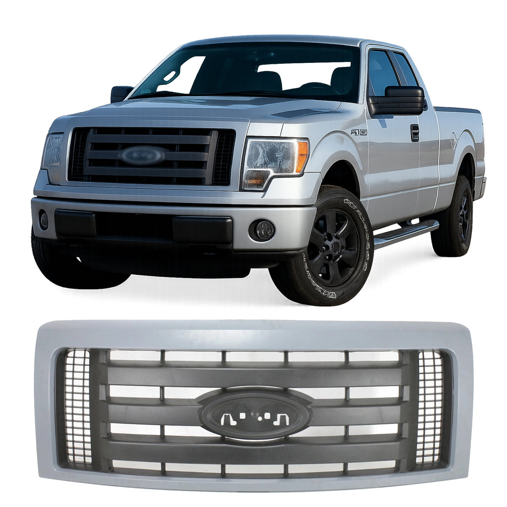 2009-2014 Ford F-150 Grille Gray Shell w/ Textured Black Insert Plastic | OEM Fit