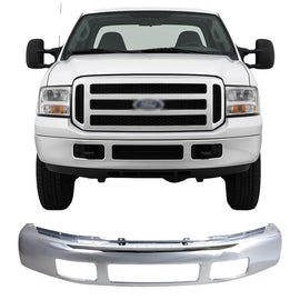 2005–2007 Ford F-250 F-350 Super Duty Front Bumper Chrome Steel | OEM Fit
