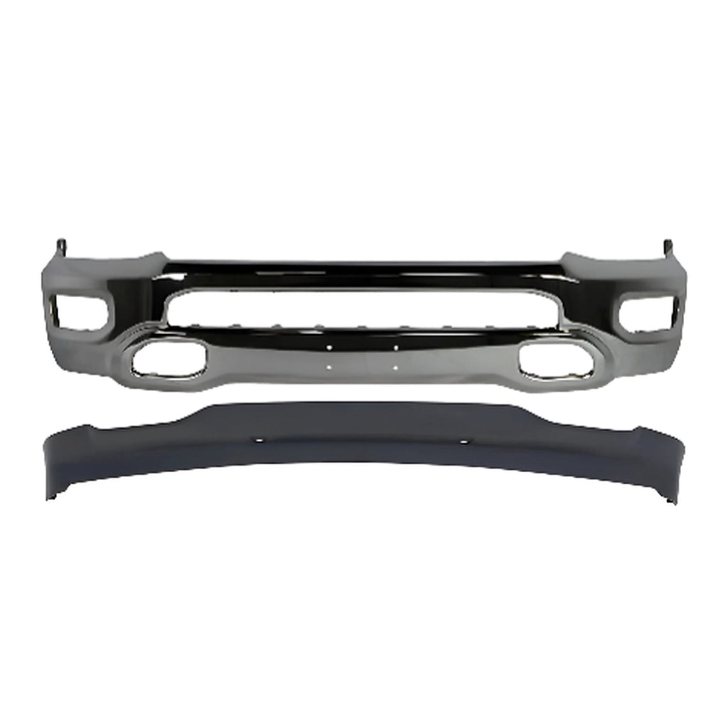 2019-2024 RAM 1500 Front Bumper Face Bar Chrome & Valance Textured Kit | OEM Fit