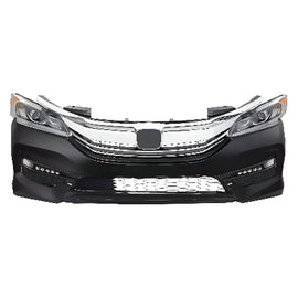 2016-2017 Honda Accord Front Bumper Cover Paintable & Headlight Assembly  | OEM Fit