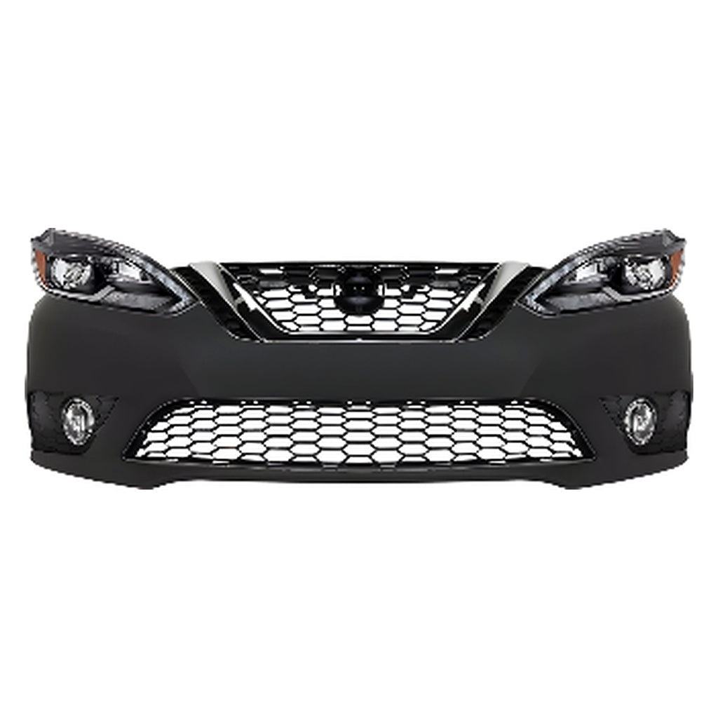 2016-2019 Nissan Sentra Front Bumper Cover Paintable & Headlight Assembly | OEM Fit