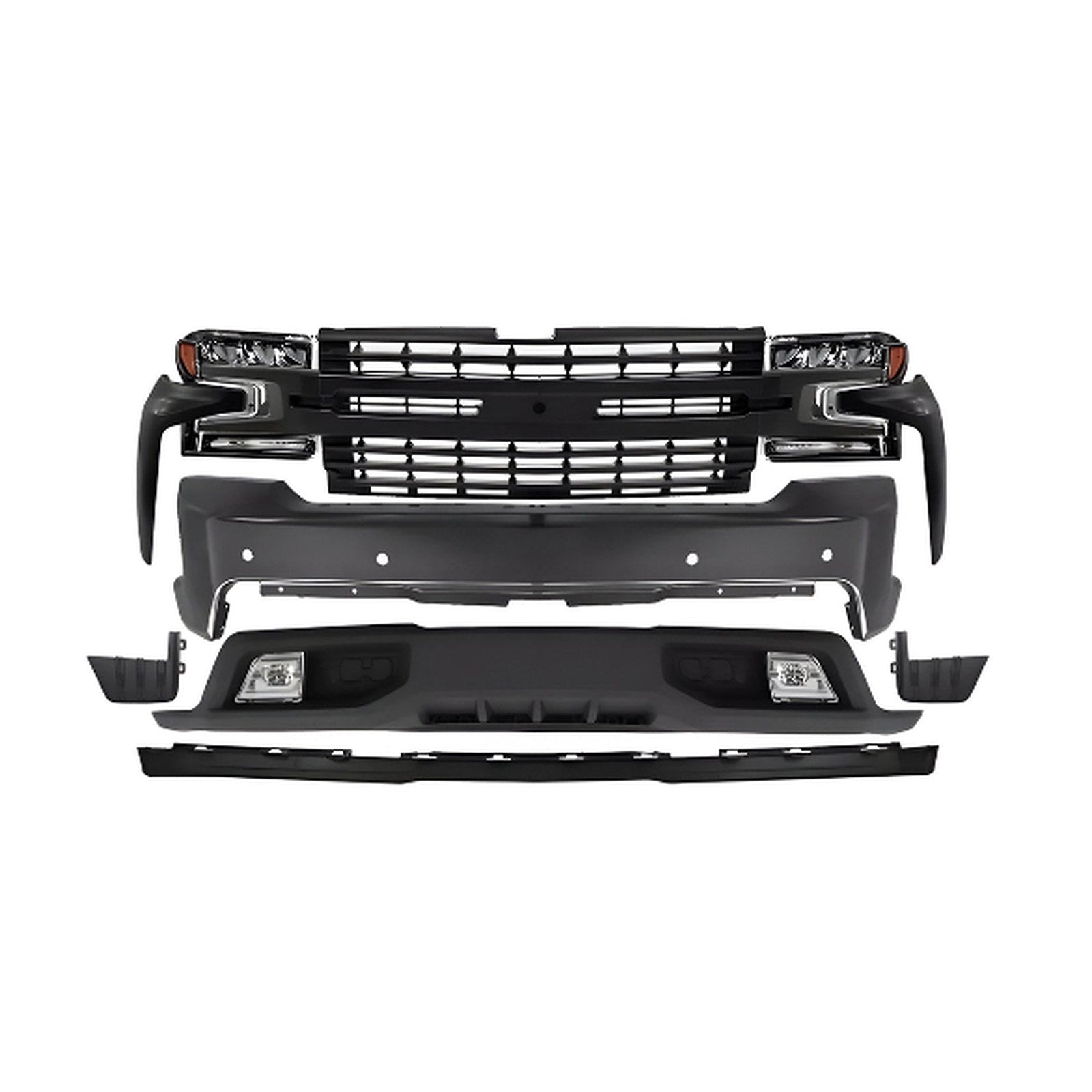 2019-2021 Chevrolet Silverado 1500 Front Bumper Primed & Grille Assembly Kit | OEM Fit