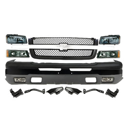 2003-2007 Chevrolet Silverado 1500 Front Bumper Primed & Headlights Assembly Kit | OEM Fit